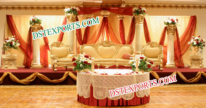 Asian Wedding Elegant Golden Stage Furniture