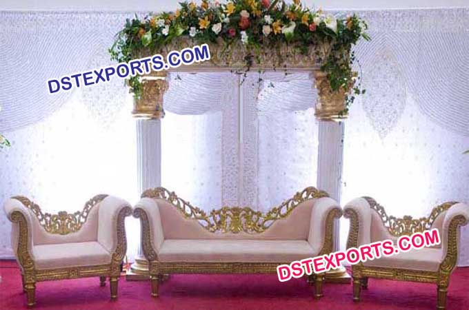Wedding Golden Carving Wooden Furniture Set