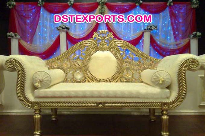 Asian Designer Wedding Gold Metal Love Seater