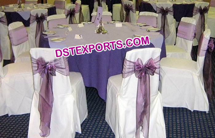 Wedding Chair Cover With Purple Sashas