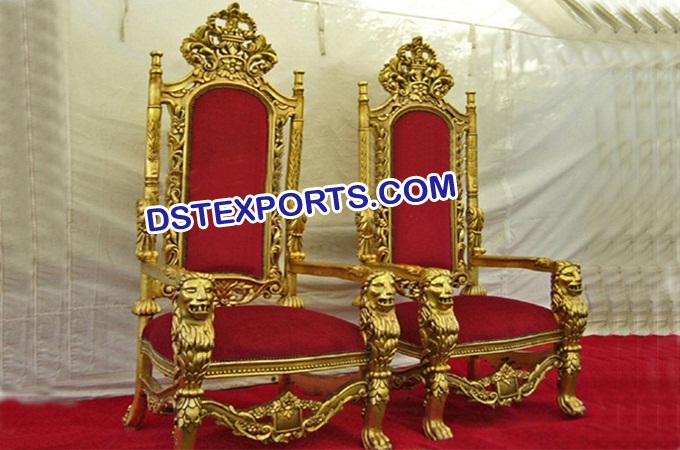 Indian Wedding Red & Gold Chairs Set
