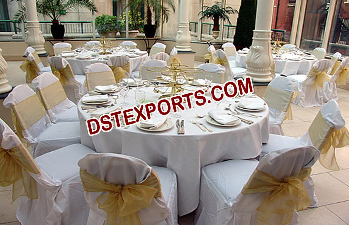 Wedding Chairs Cover With Golden Sashas