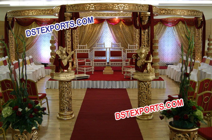 Indian Wedding Fiber Golden Mandap Sets