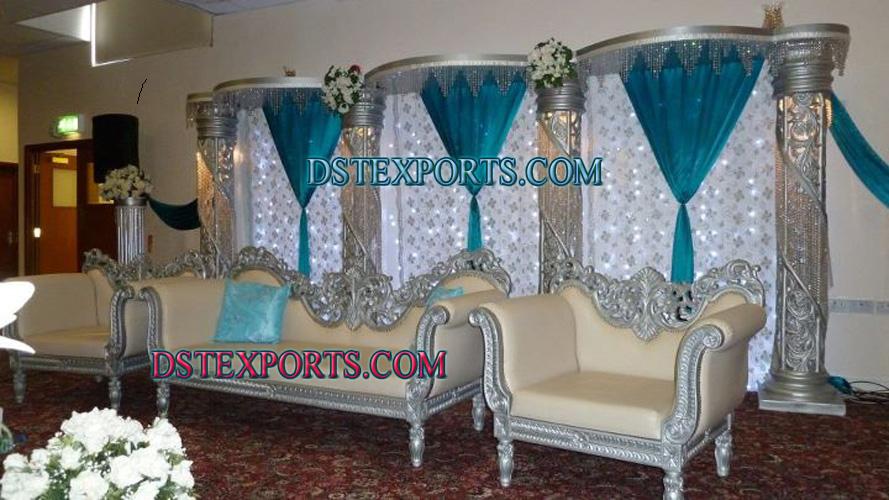 WEDDING RECEPTION STAGE  WITH  SILVER FURNITURES