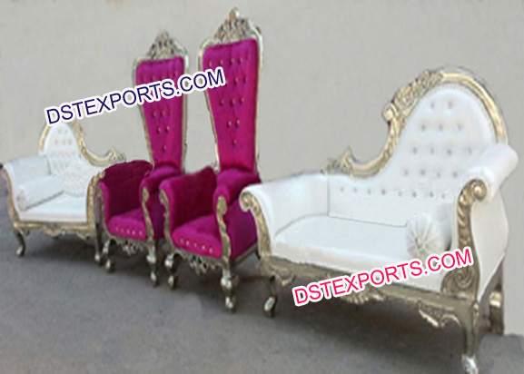 Asian Wedding Decorated Silver Stage Furniture