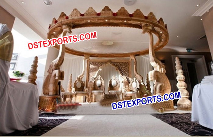 Indian Wedding Wooden Elephant Mandap Sets