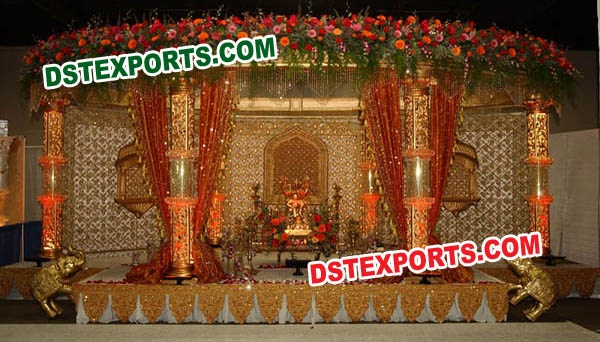 INDIAN WEDDING GOLDEN CRYSTAL STAGE SET