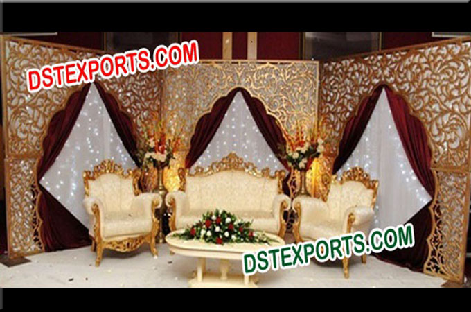 Muslim Wedding Golden Backdrop Screen