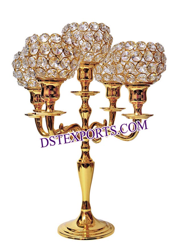 Wedding Brass Metal Crystal Candelabra
