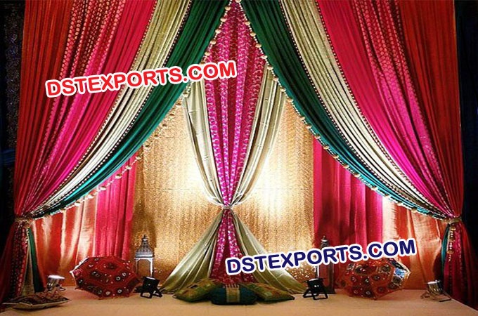 Asian Wedding Stage Backdrop Curtains