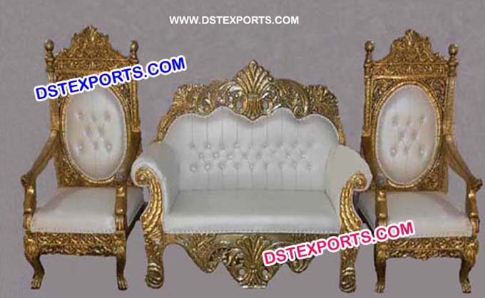 Royal Wedding Brass Metal Gold Furniture Chair Set