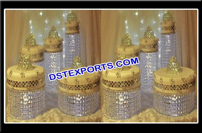 Designer Wedding Gold Crystal Cake Stands