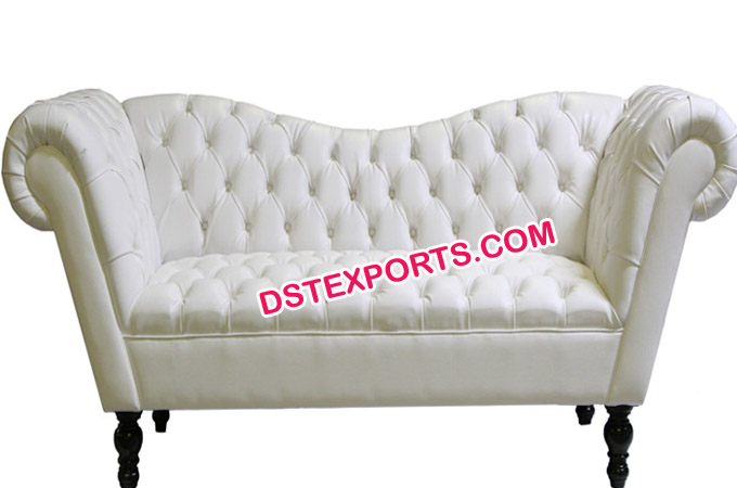 White Leather Tufted Two Seater