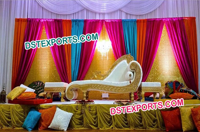 Multicolor Backdrop And Furniture For Sangeet