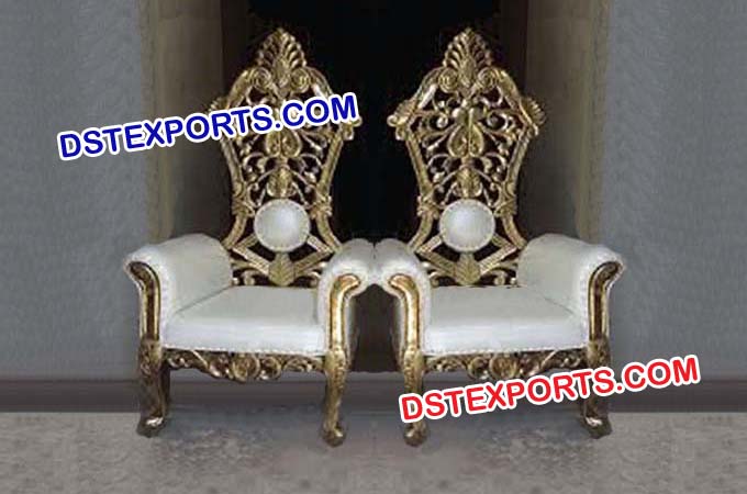 Royal Throne Chair In Gold and Cream