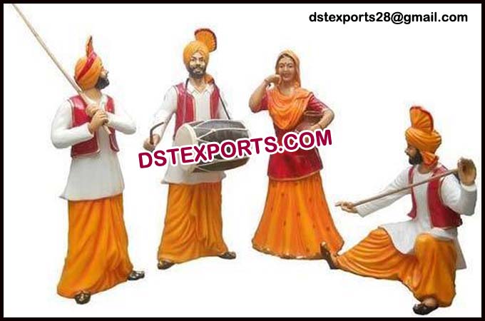 Punjabi Culture Life Size Bhangra Statue for Dhab