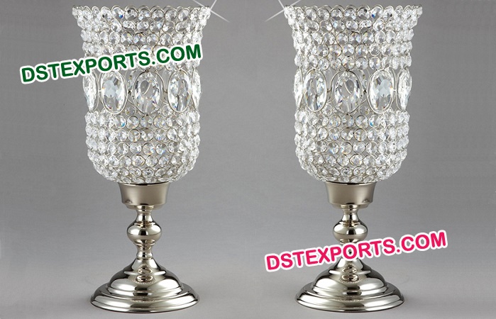 Silver Crystal Candle Holders