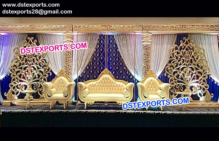 Golden Walima Flower Panel Stage