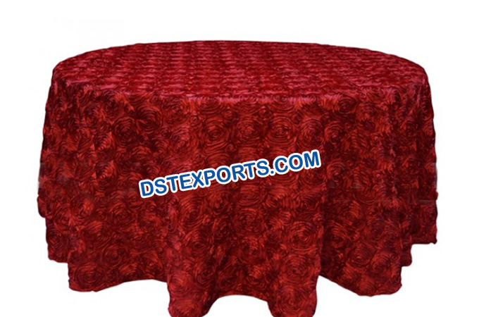 Red Rosette Wedding Table Cloth