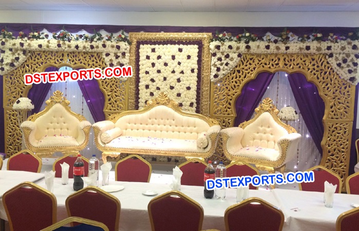Muslim Wedding Stage With Golden Backwalls