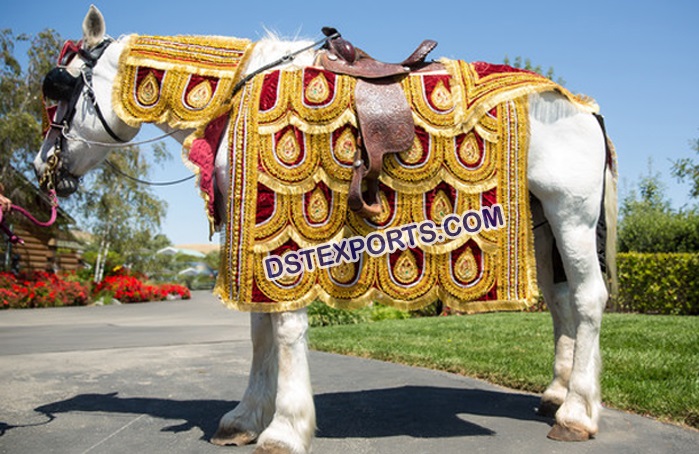 Wedding gold decorated horse costume