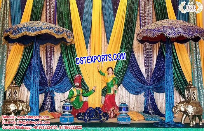 Punjabi Wedding Theme Mehndi Stage Decor