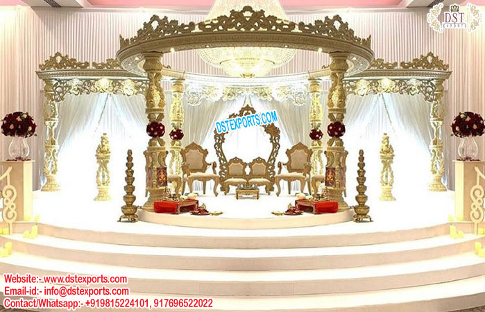Gujarati Wedding Wooden Mandap Decoration