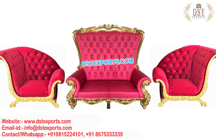 Designer Wedding Leather Love-Seat With Chairs