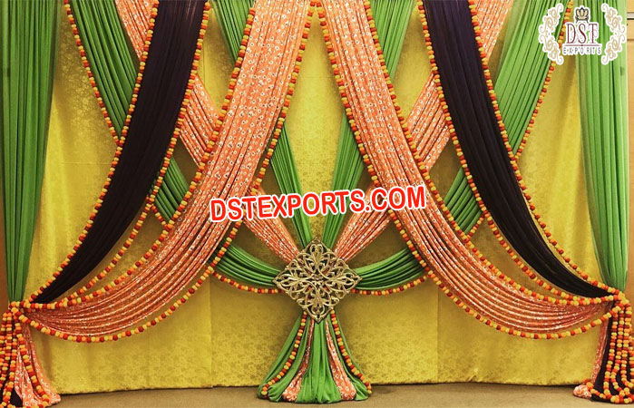 Wedding Mehndi Ceremony Backdrop Drapes
