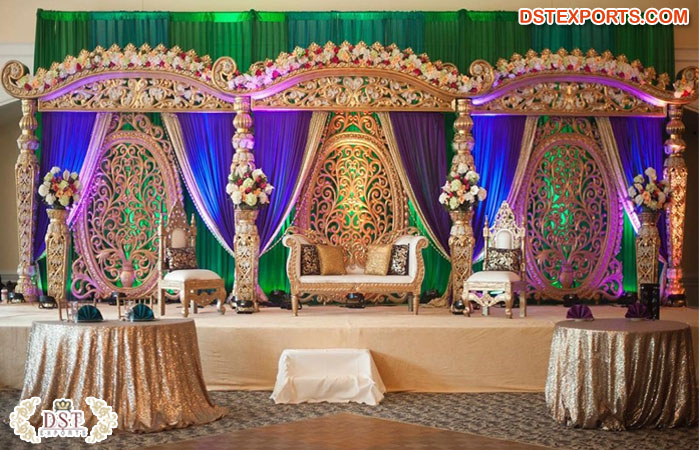 Traditional Wedding Event Gold Theme Stage