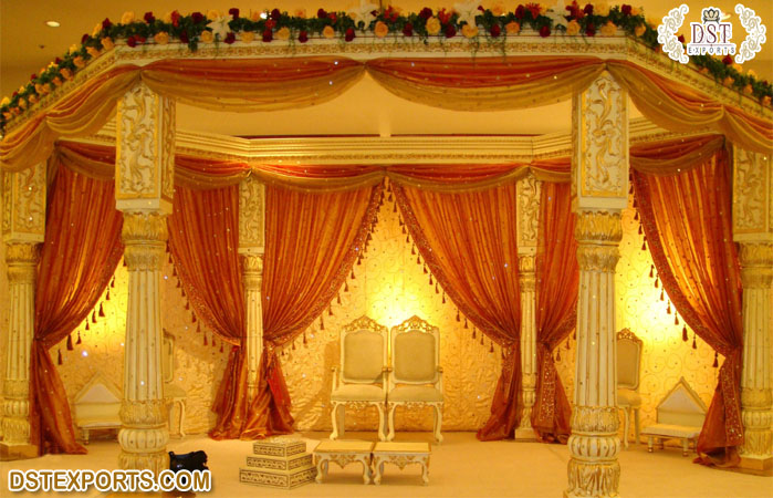 Gorgeous Lotus Pillar Wedding Mandap Decoration
