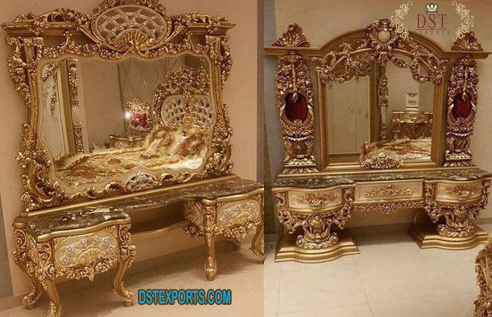 Luxury Classical Hand Carved Dressing Table Set