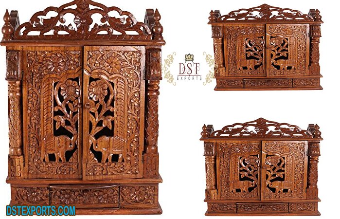 Wooden Carved Pooja Temple For Home