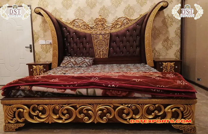 Heavy Carved Maharaja Style Bed