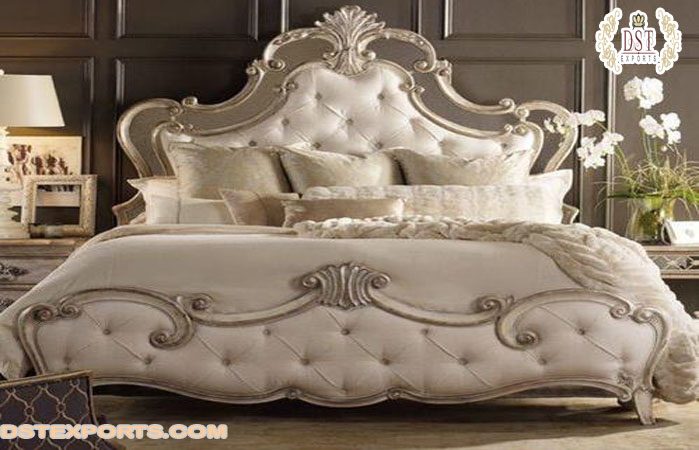 Antique White French Style Bed With Nightstands