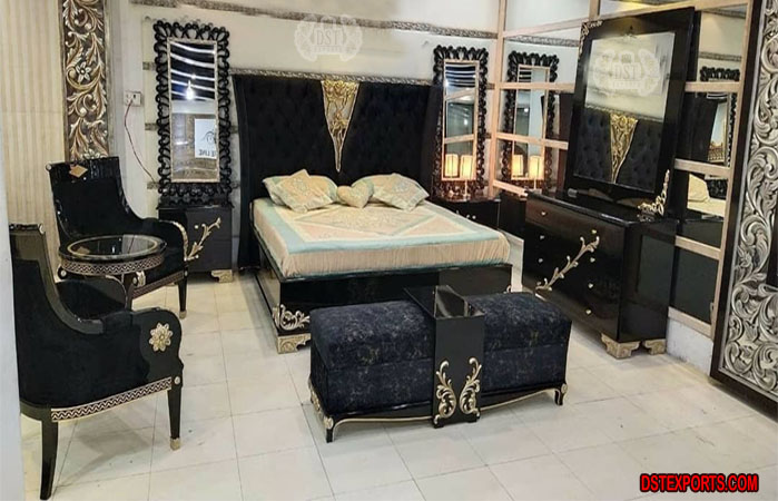 Modern Black Finish Bedroom Furniture Set