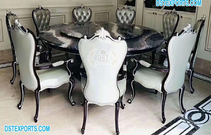 Italian Baroque Style Round Dining Table Set