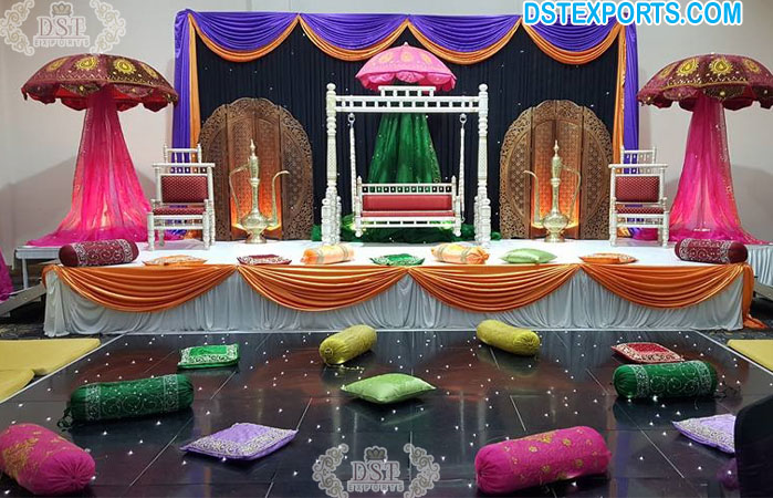 Traditional Indian Style Mehndi Stage Setup