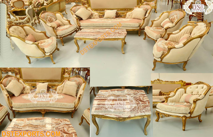 Antique Gold Finish Living Room Furniture