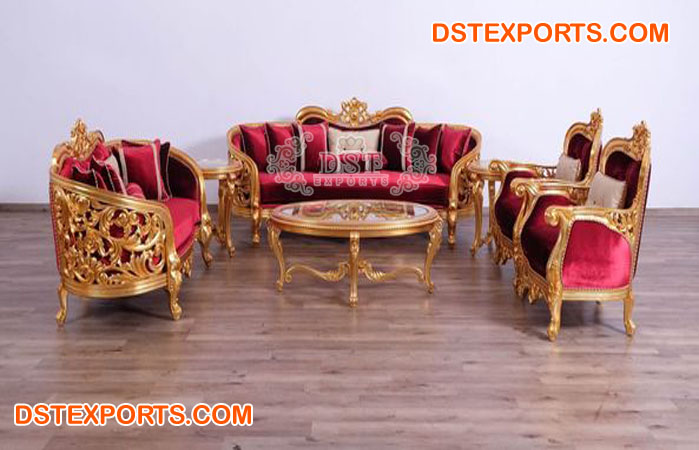Luxury Red Velvet Livingroom Sofa Set