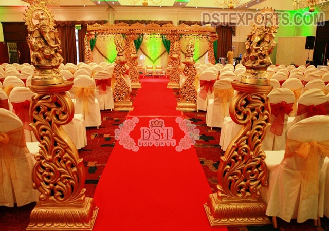 Golden Crafted Aisleways Pillars For Wedding Decor