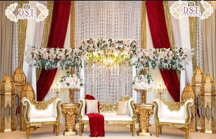 Classy Golden Touch Wedding Stage Furniture