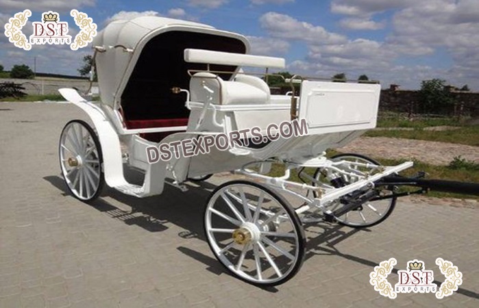 Vintage White Horse Drawn Carriage For Sale