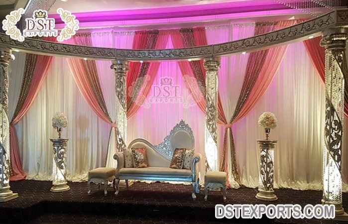 Indian Wedding Crystal Pillar Stage Decoration