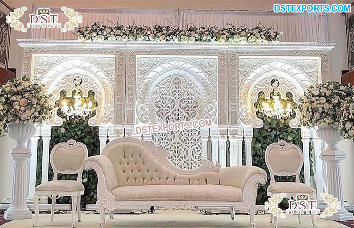 White Reception Stage Backdrop Frame Decoration