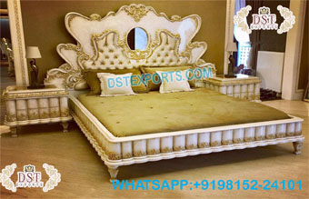 French Style Baroque Bed With Nightstands