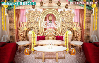 Exclusive Golden Carved Backdrop Panels For Mehndi