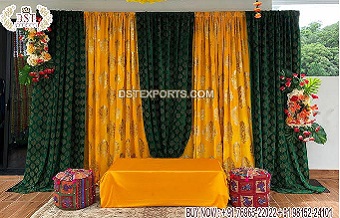 Mehndi Night Wedding Stage Zari Backdrop Setup