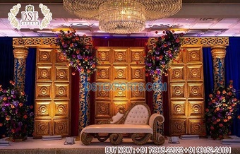 Royal Indian Gold Theme  Wedding Stage Decor