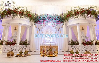 South Indian White Theme Wedding Stage Setup